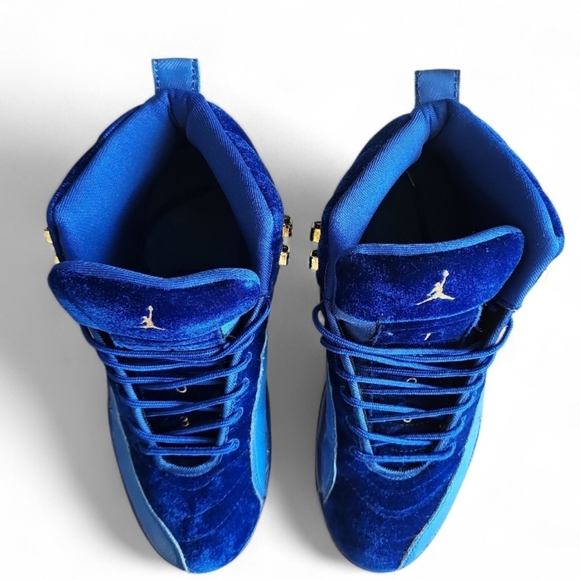 Jordan 12 Retro Blue/Gold Velvet Sneakers Men’s 11 Rare 2019 Vintage Release - Picture 4 of 14